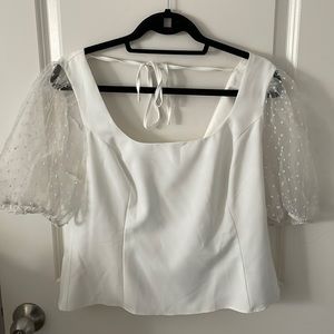 White Organza Blouse with Back Tie